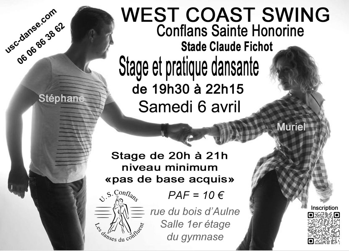 Samedi 06 avril 2024 : Stage WCS et pratique dansante  à Conflans-Sainte-Honorine