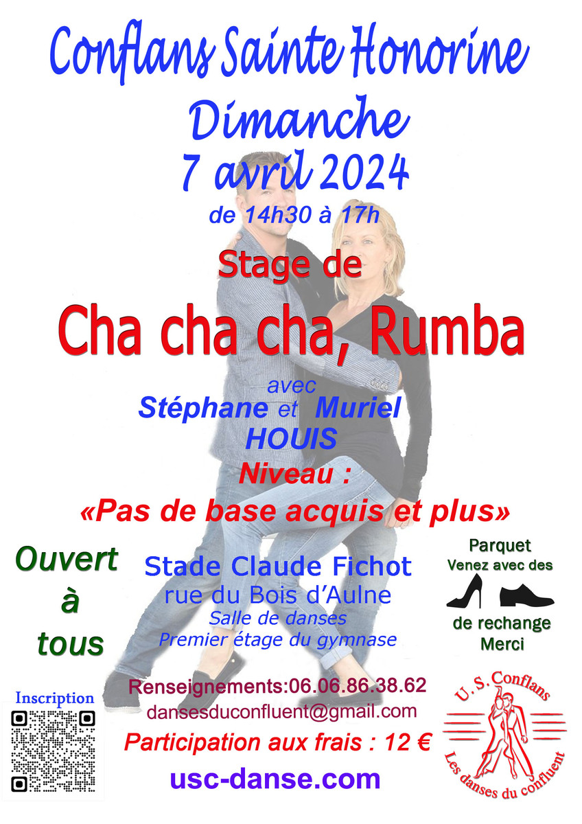 Dimanche 07 avril 2024 : Stage CHA CHA CHA et RUMBA à Conflans Sainte Honorine