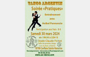 Pratiques Tango Argentin 30 mars à 19h30