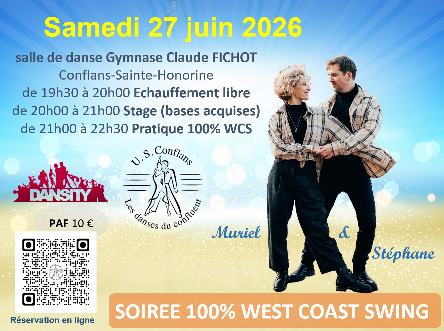 Stage & pratique dansante 100% WCS - salle Fichot à Conflans-Ste-Honorine - le samedi 27 juin 2026