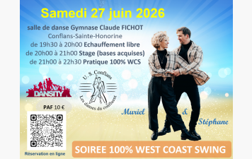 Stage &amp; pratique dansante 100% WCS - salle Fichot à Conflans-Ste-Honorine - le samedi 27 juin 2026